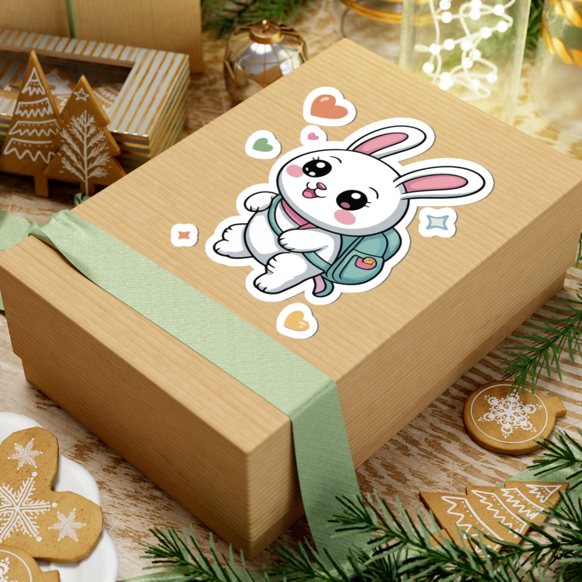 TEEZOCA anime style bunny backpack sticker for laptop, journal, planner, and sticker packs