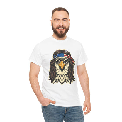 USA Patriotic Bald Eagle Mullet Bandana T-Shirt – Funny 4th of July 250th Anniversary America 1776 2026 Tee | TEEZOCA 