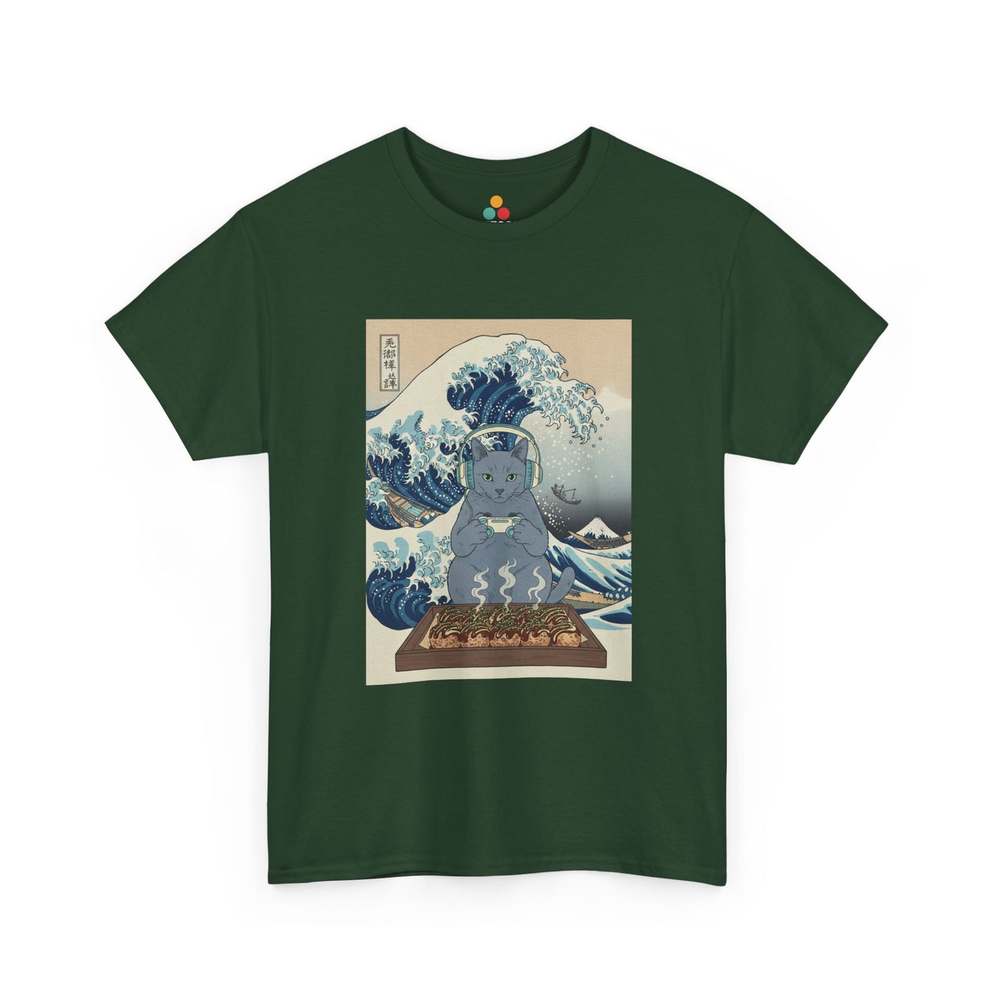 Ukiyo-e Cat Gaming Tee — Japanese Wave Vintage Poster T-Shirt | TEEZOCA 