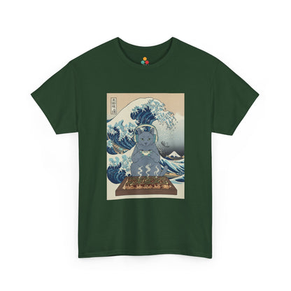 Ukiyo-e Cat Gaming Tee — Japanese Wave Vintage Poster T-Shirt | TEEZOCA 