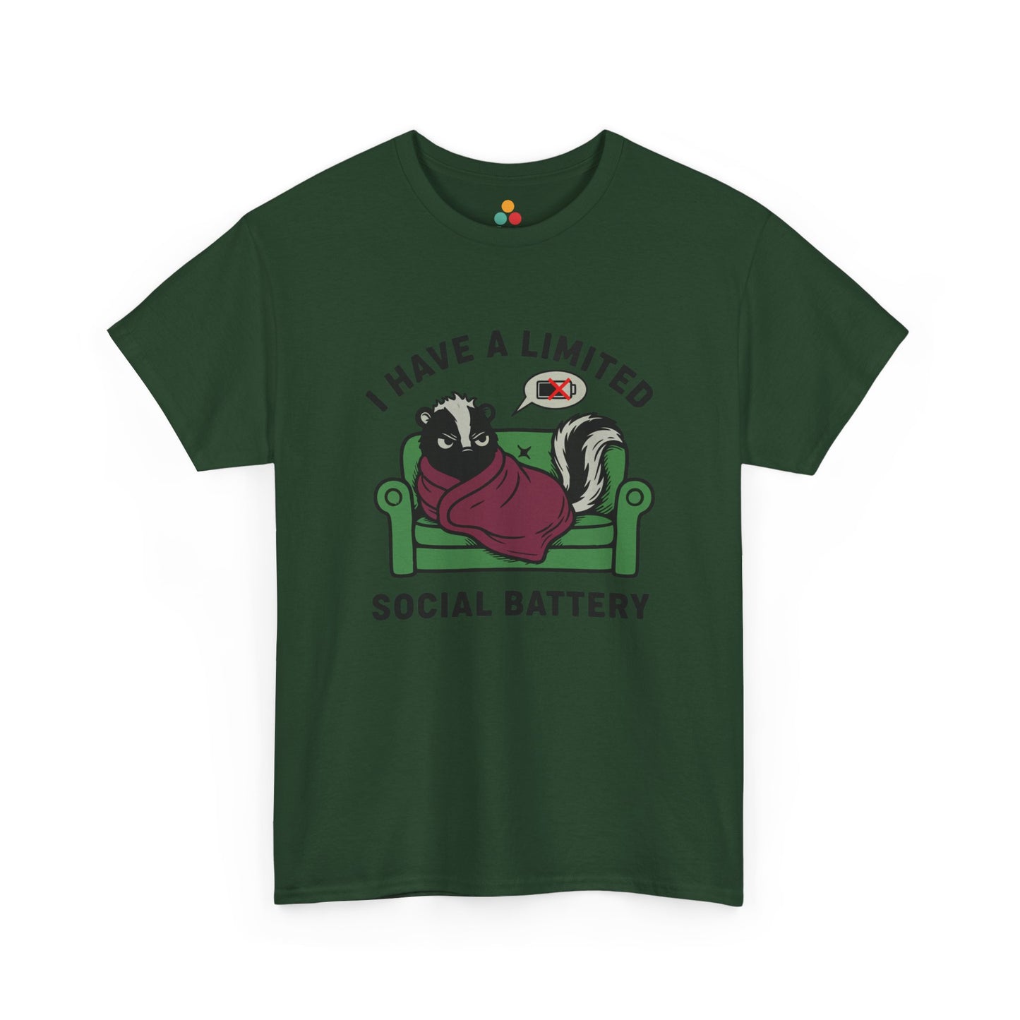 Skunk Social Battery Graphic T-Shirt - "I Have a Limited Social Battery" Funny Introvert Tee | TEEZOCA 