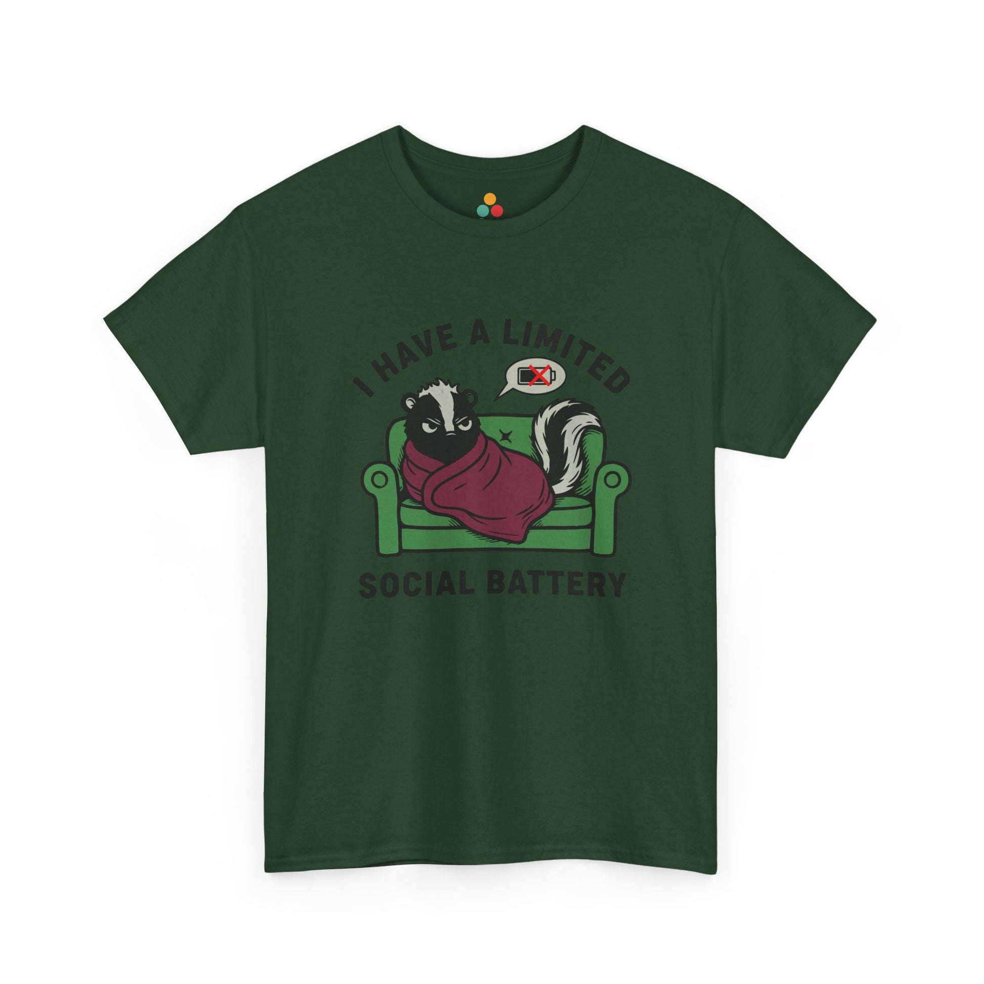 Skunk Social Battery Graphic T-Shirt - "I Have a Limited Social Battery" Funny Introvert Tee | TEEZOCA 