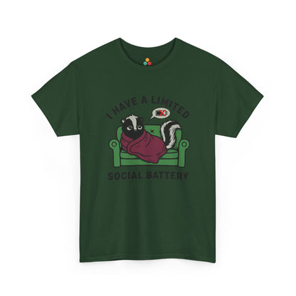 Skunk Social Battery Graphic T-Shirt - "I Have a Limited Social Battery" Funny Introvert Tee | TEEZOCA 