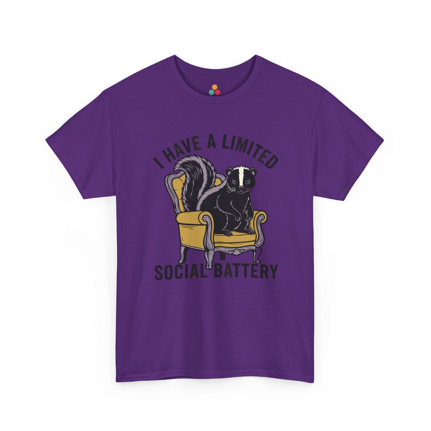 Skunk Social Battery Graphic T-Shirt - "I Have a Limited Social Battery" Funny Introvert Tee | TEEZOCA 