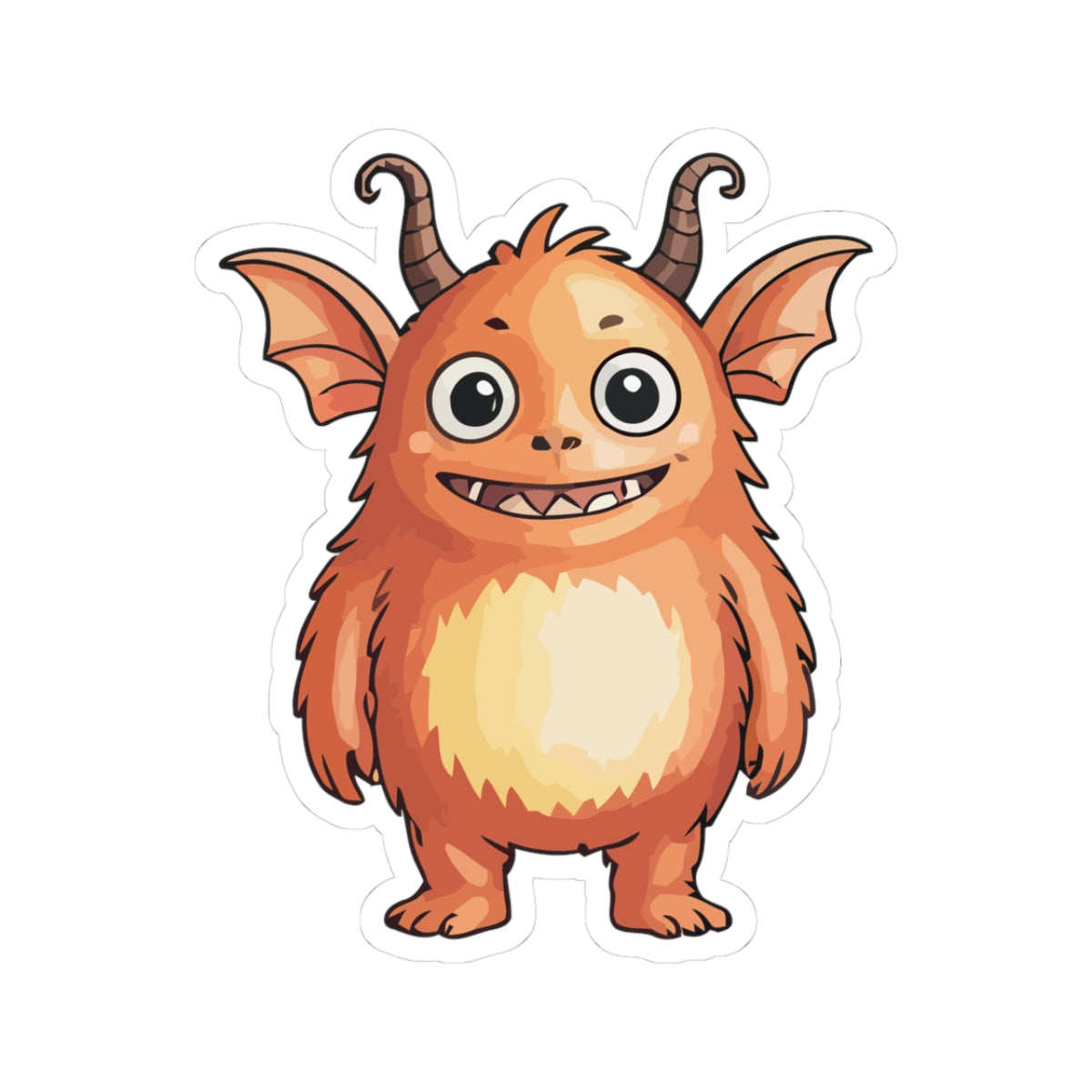 TEEZOCA cute orange monster sticker smiling