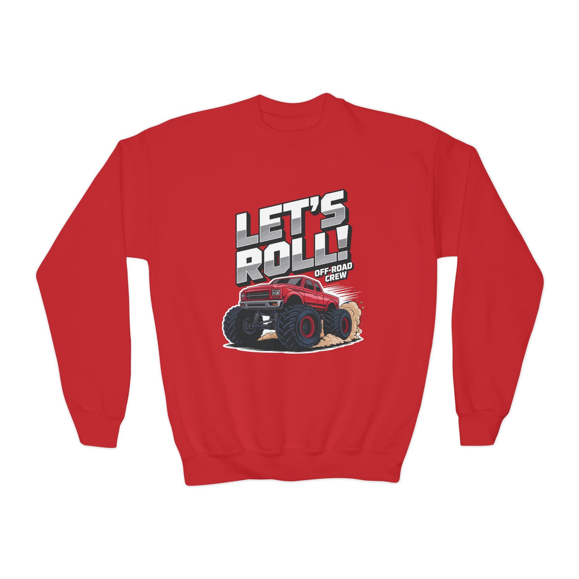 Youth Crewneck Sweatshirt - "Let's Roll" Monster Truck Graphic TEEZOCA