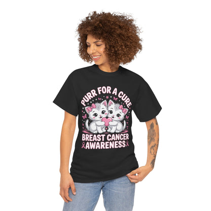 Purr for a Cure Breast Cancer Awareness Unisex T-shirt | TEEZOCA 