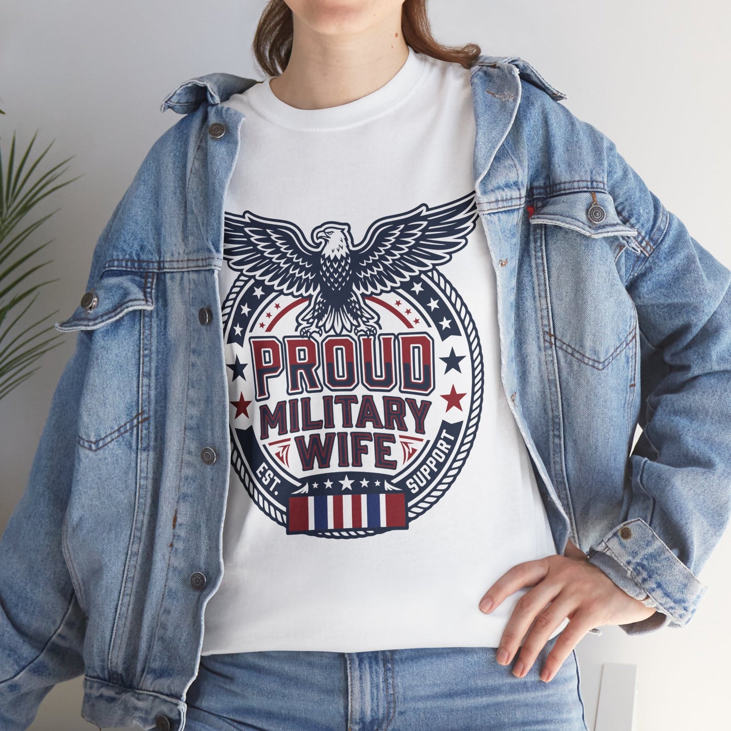 Proud Military Wife T-Shirt – Retro Patriotic Army Spouse Gift for Women | TEEZOCA 