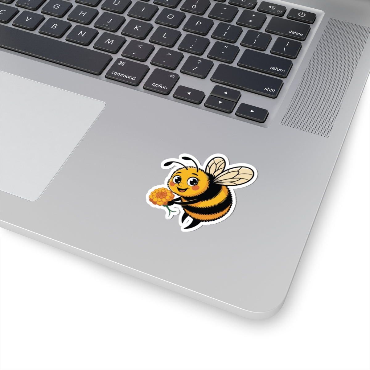TEEZOCA kawaii bee sticker smiling bumblebee with orange flower design