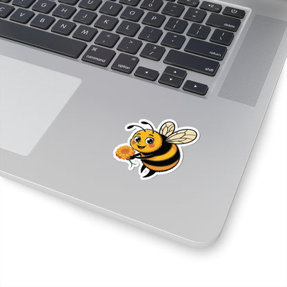 TEEZOCA kawaii bee sticker smiling bumblebee with orange flower design