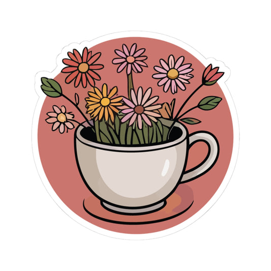 TEEZOCA floral teacup sticker illustration