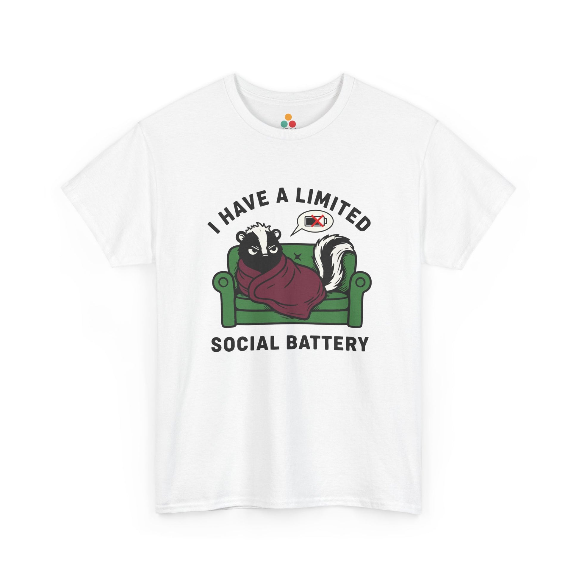 Skunk Social Battery Graphic T-Shirt - "I Have a Limited Social Battery" Funny Introvert Tee | TEEZOCA 