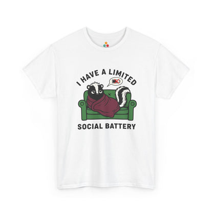 Skunk Social Battery Graphic T-Shirt - "I Have a Limited Social Battery" Funny Introvert Tee | TEEZOCA 