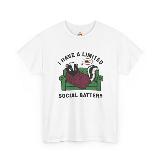 Skunk Social Battery Graphic T-Shirt - "I Have a Limited Social Battery" Funny Introvert Tee | TEEZOCA 