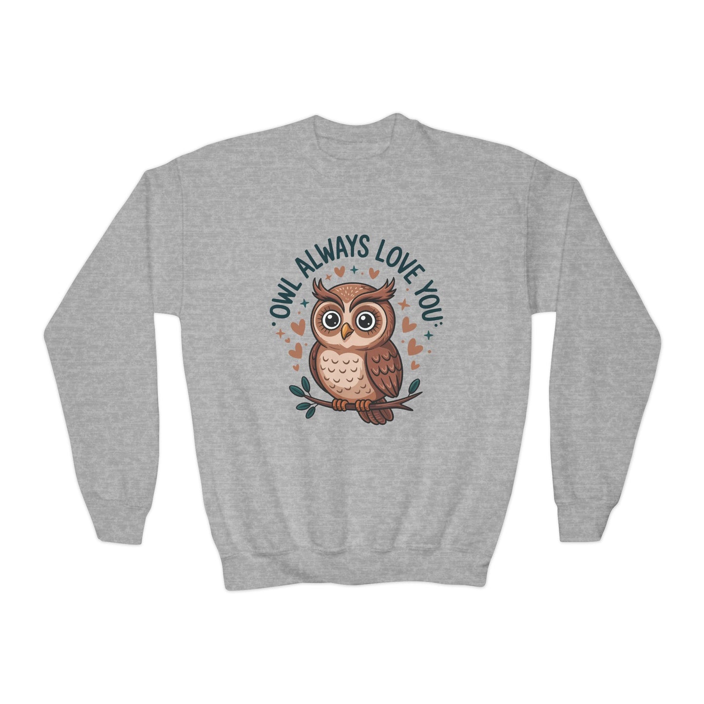 Youth Sweatshirt — "Owl Always Love You" Cute Owl Graphic Crewneck TEEZOCA