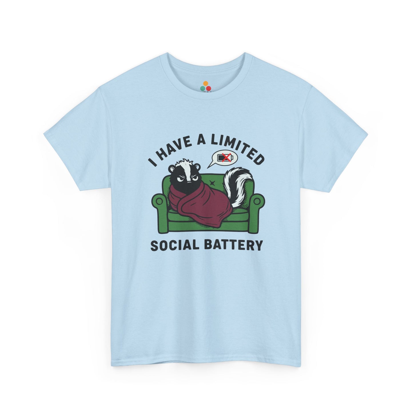 Skunk Social Battery Graphic T-Shirt - "I Have a Limited Social Battery" Funny Introvert Tee | TEEZOCA 