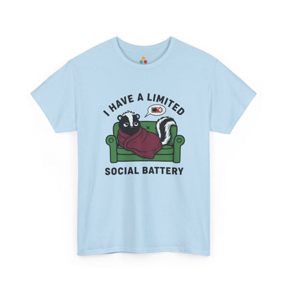 Skunk Social Battery Graphic T-Shirt - "I Have a Limited Social Battery" Funny Introvert Tee | TEEZOCA 