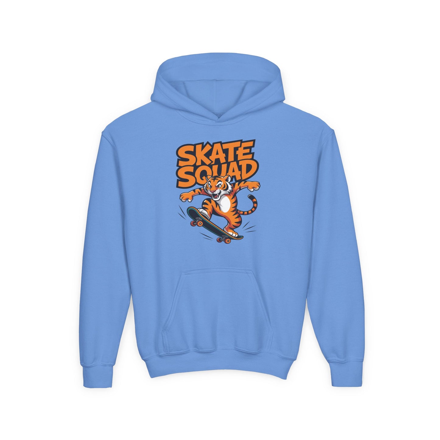 Youth Hoodie - 'Skate Squad' Tiger Skateboard Graphic Pullover TEEZOCA