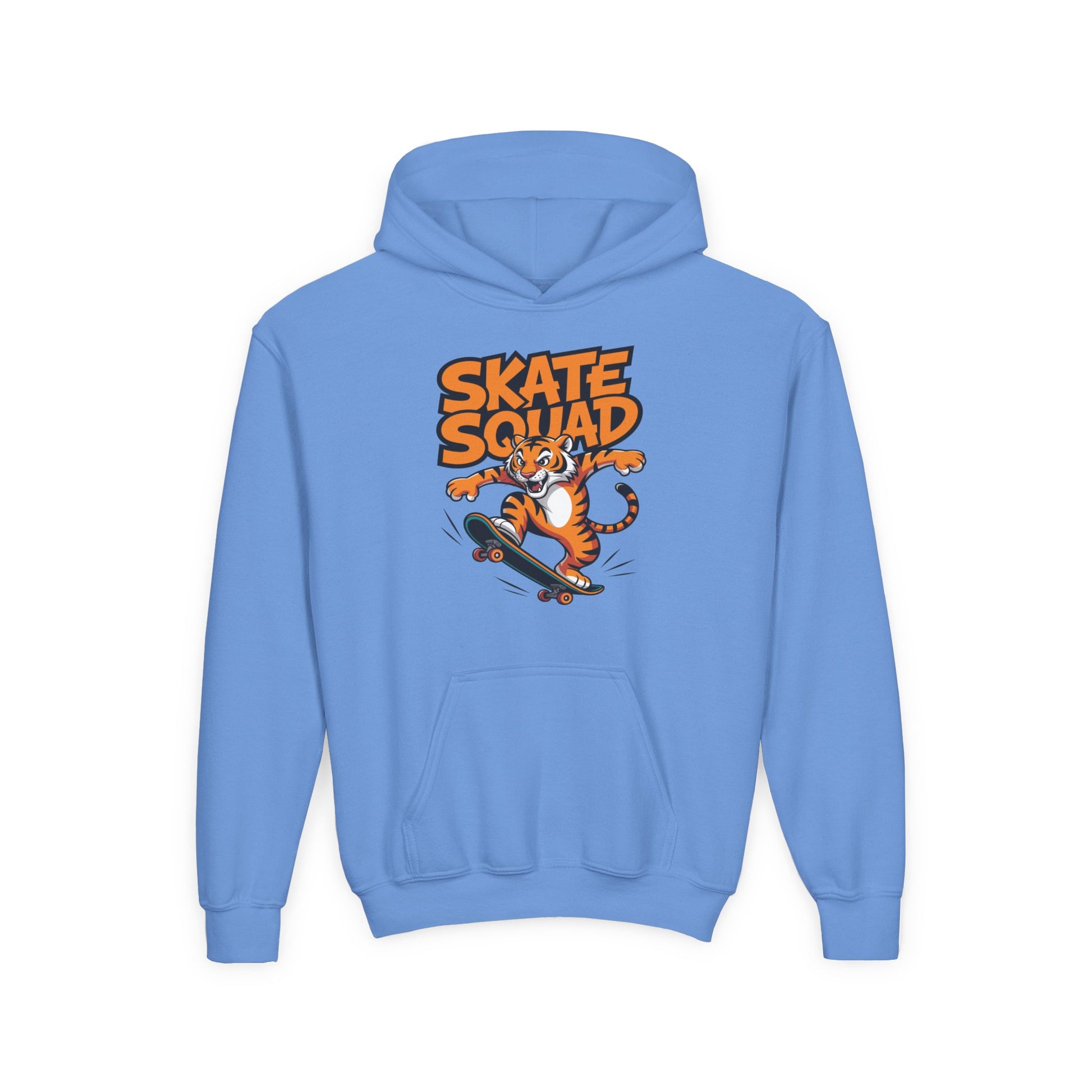 Youth Hoodie - 'Skate Squad' Tiger Skateboard Graphic Pullover TEEZOCA