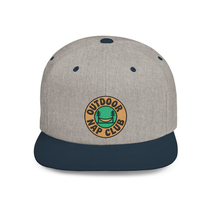 Gray cap with navy brim and 'Outdoor Nap Club' logo on a white background