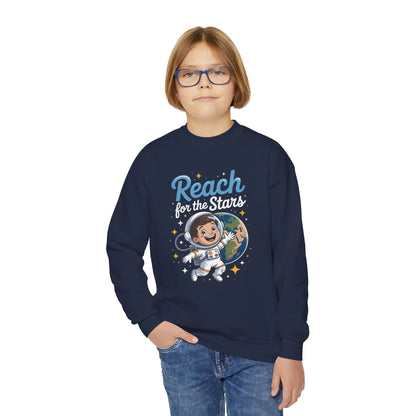 Youth Sweatshirt — 'Reach' Space Astronaut Kids Crewneck TEEZOCA