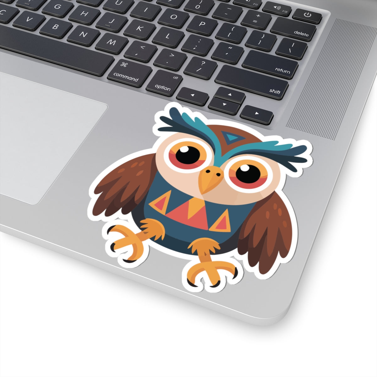 TEEZOCA geometric tribal owl sticker with bold colors