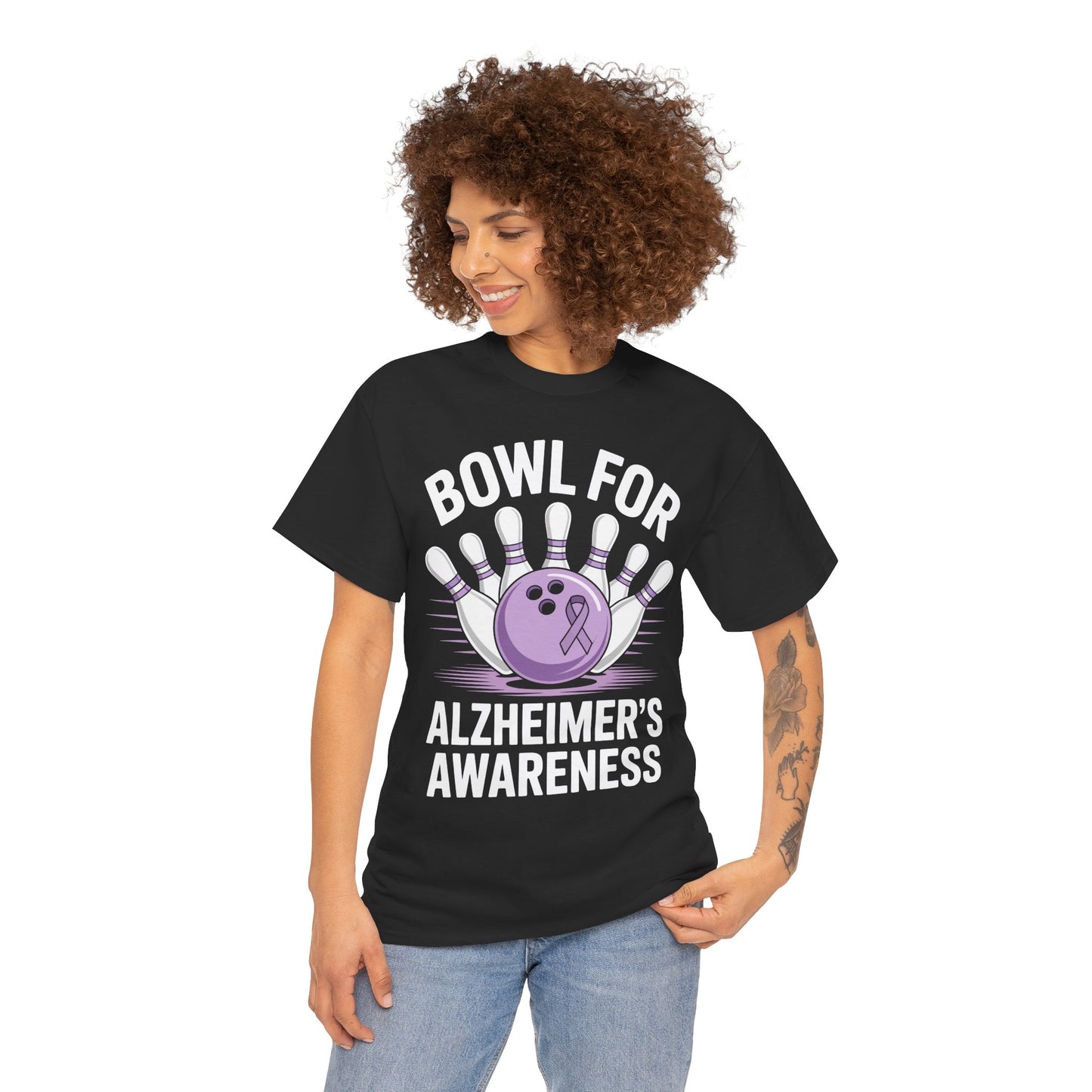 Bowl for Alzheimer Awareness Unisex T-shirt Purple Ribbon | TEEZOCA 