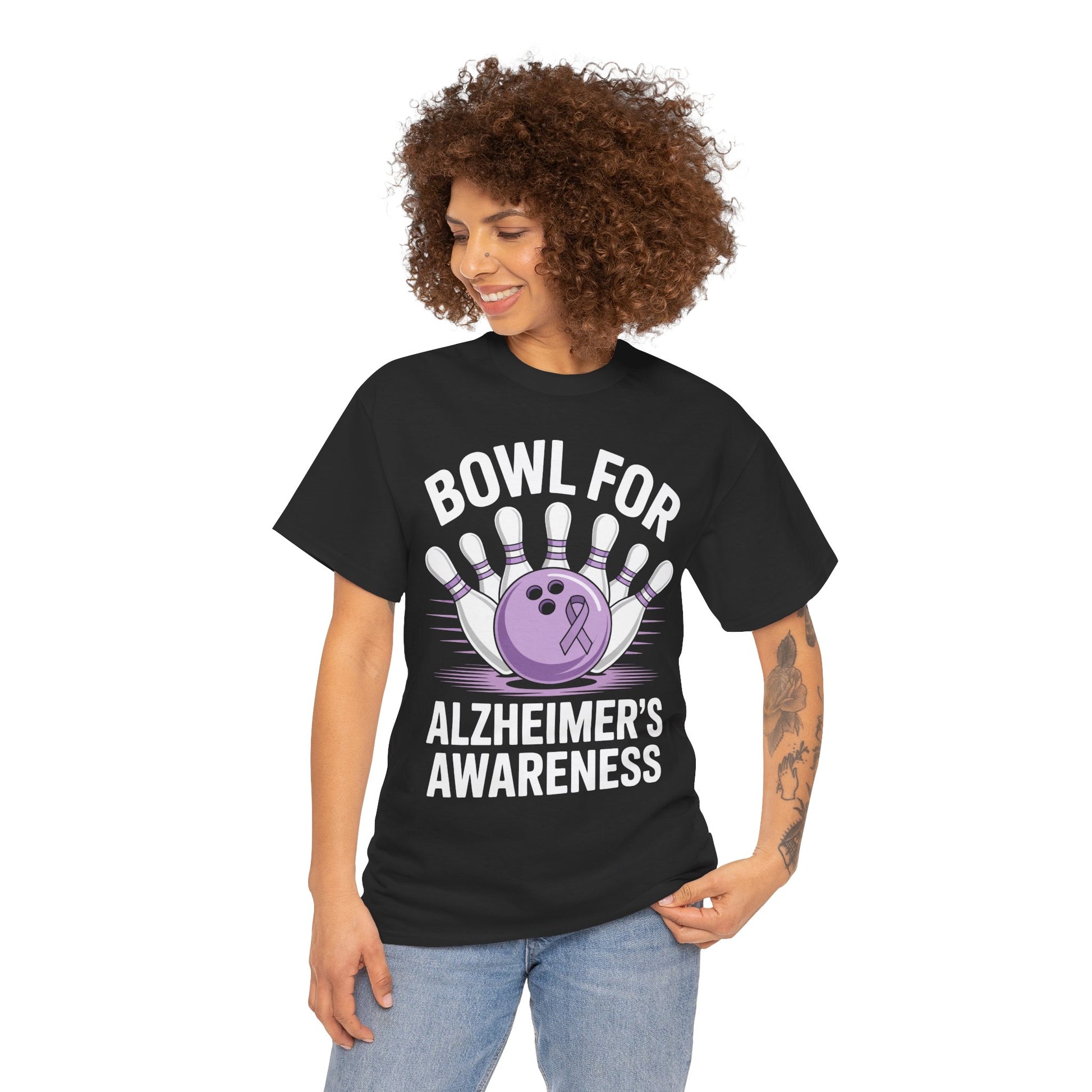 Bowl for Alzheimer Awareness Unisex T-shirt Purple Ribbon | TEEZOCA 