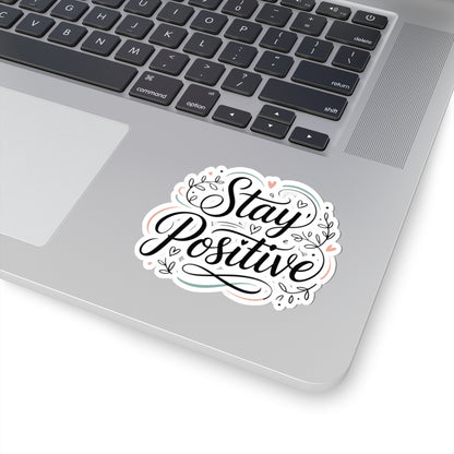 TEEZOCA motivational stay positive sticker with hearts and flourishes