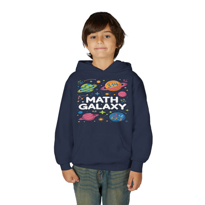 Math Galaxy Youth Hoodie — Cute Space STEM Sweatshirt for Kids ("Math Galaxy" Design) TEEZOCA