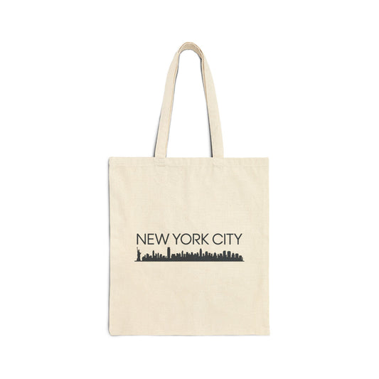 TEEZOCA tote bag featuring a minimalist New York City skyline silhouette