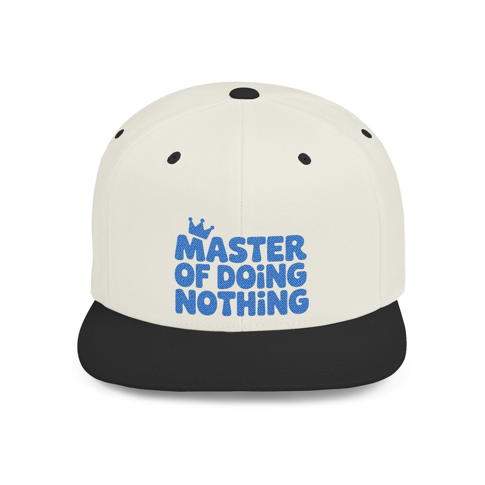 Cap with 'Master of Doing Nothing' text on a white background