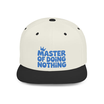 Cap with 'Master of Doing Nothing' text on a white background