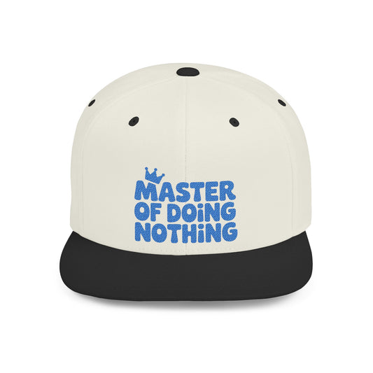 Cap with 'Master of Doing Nothing' text on a white background
