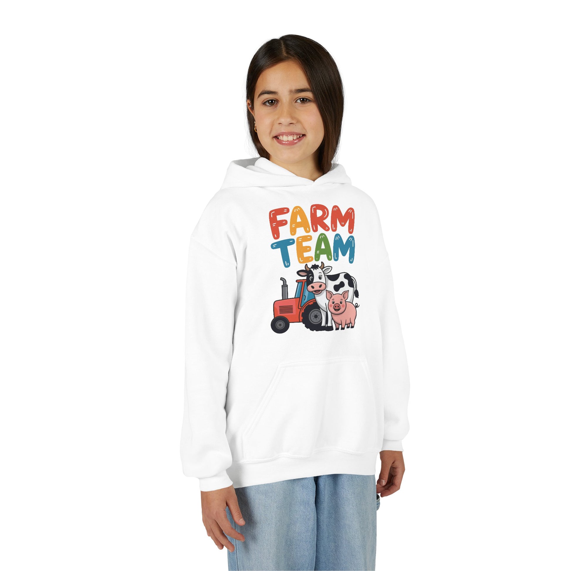 Farm Team Kids Hoodie – Cute Farm Animals Design | TEEZOCA 