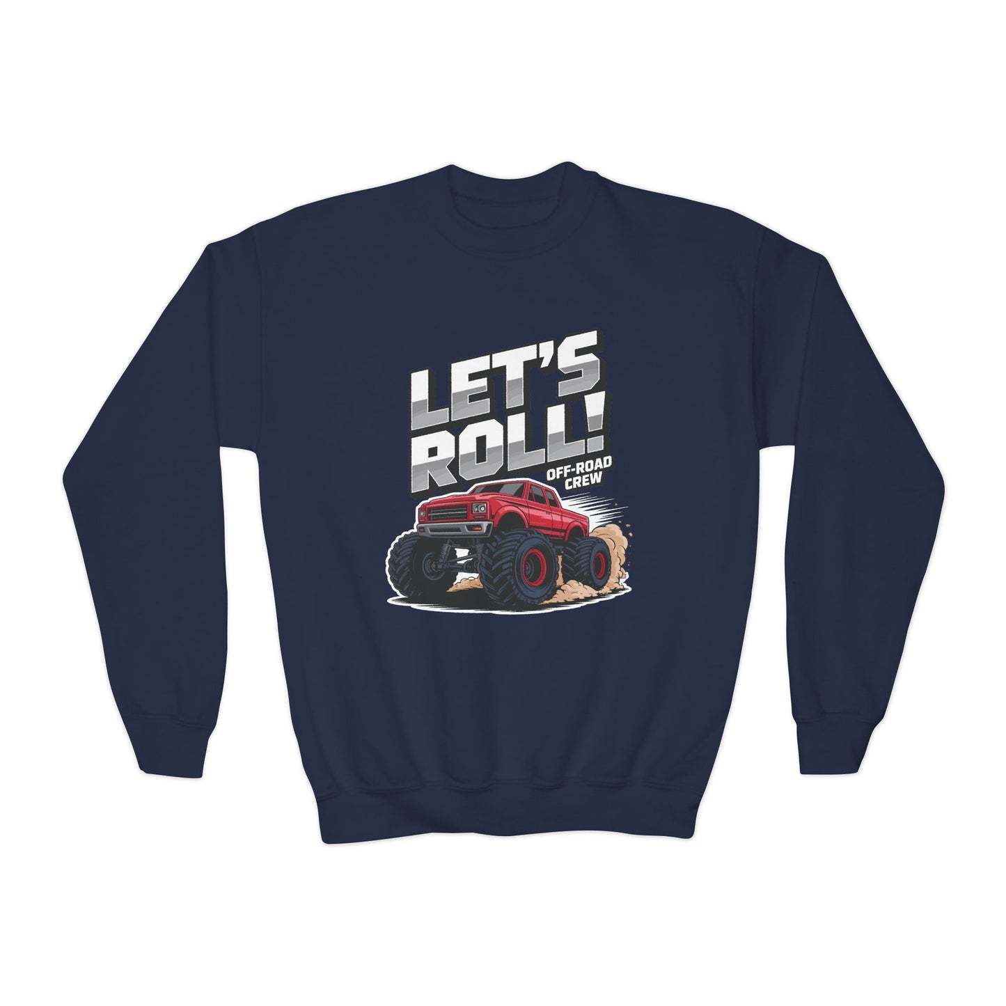 Youth Crewneck Sweatshirt - "Let's Roll" Monster Truck Graphic TEEZOCA