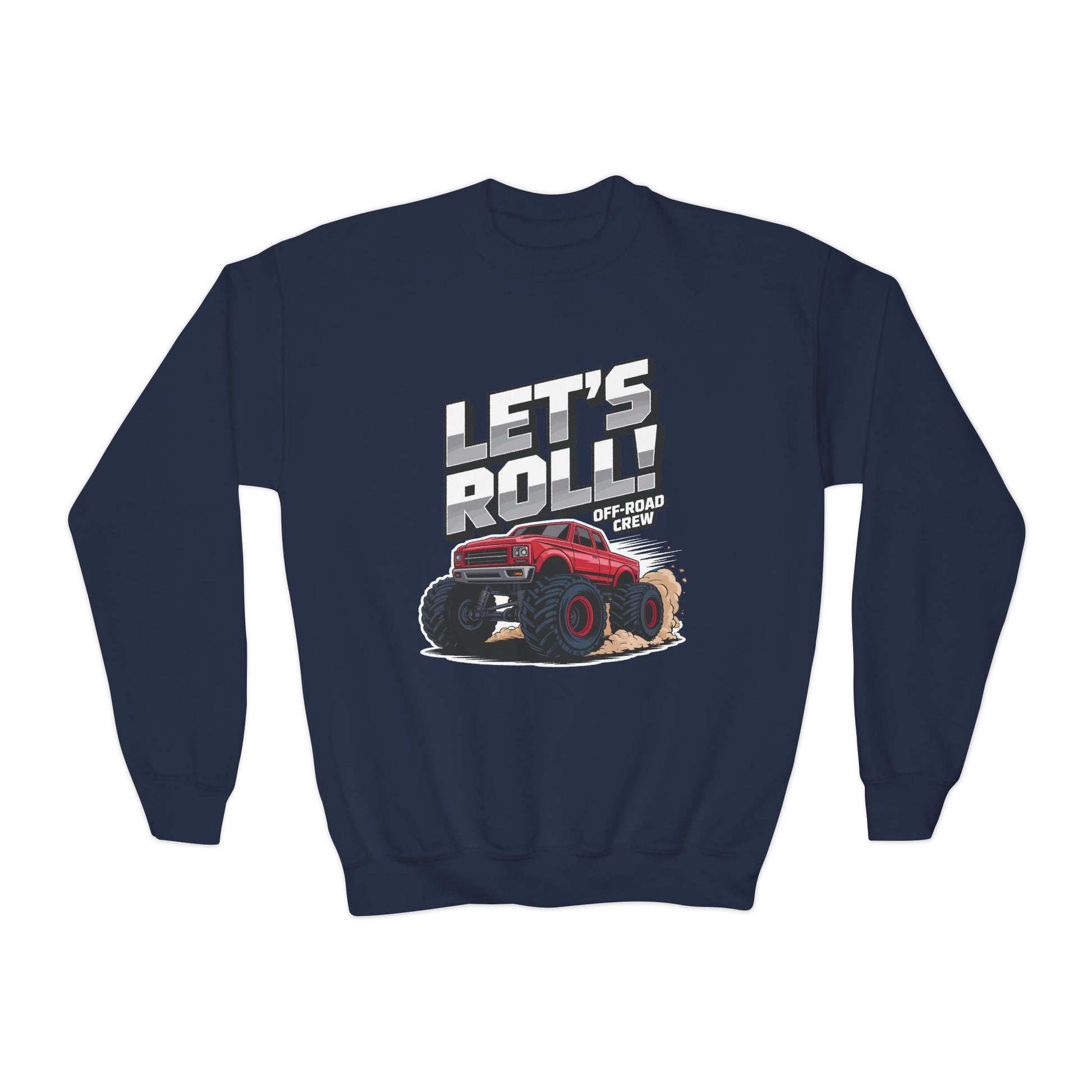 Youth Crewneck Sweatshirt - "Let's Roll" Monster Truck Graphic TEEZOCA