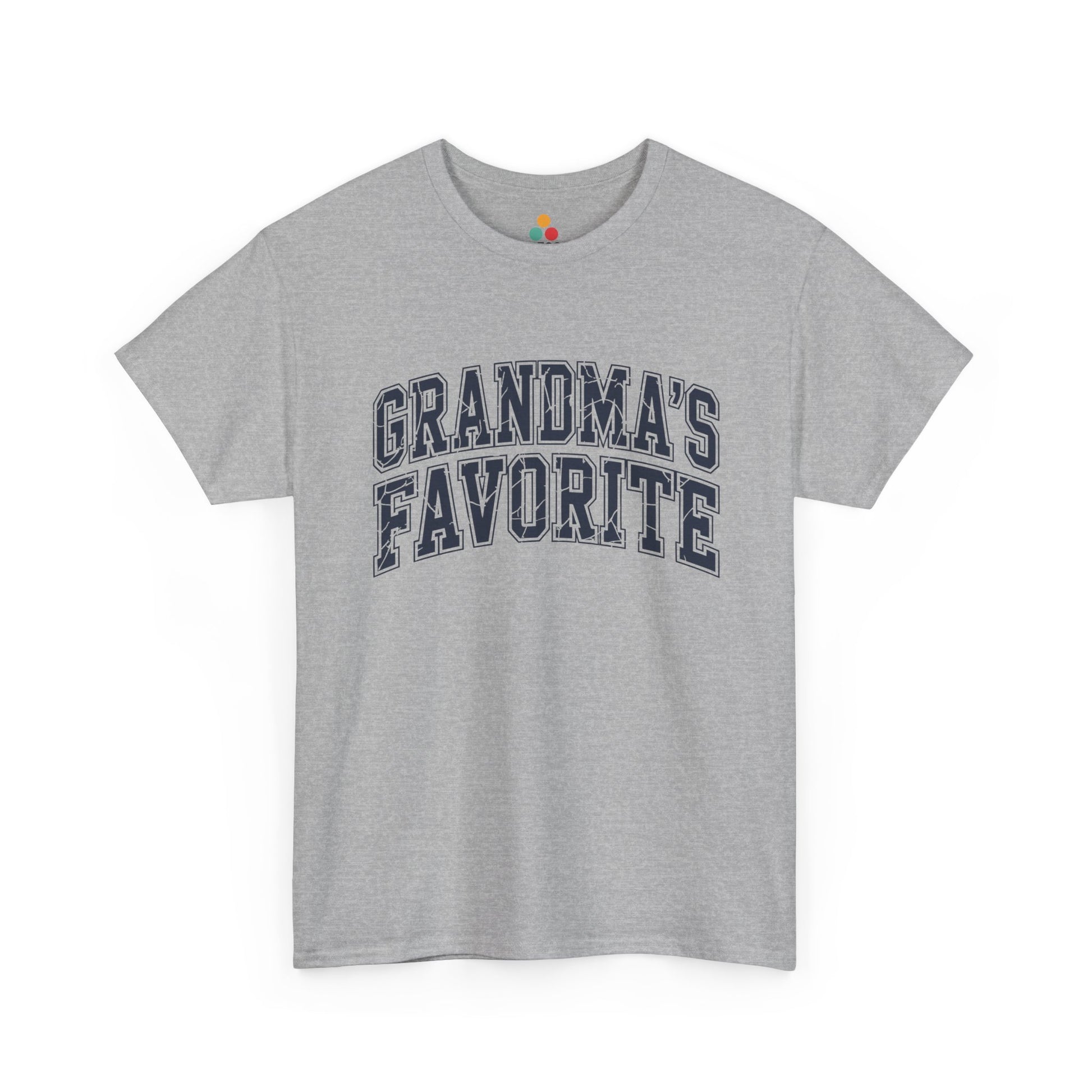 TEEZOCA gray “Grandma’s Favorite” simple family tee shown flat.