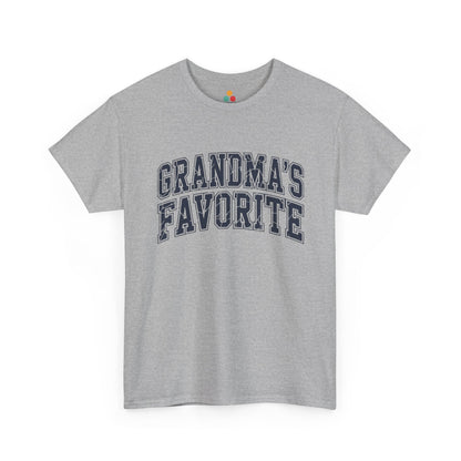 TEEZOCA gray “Grandma’s Favorite” simple family tee shown flat.