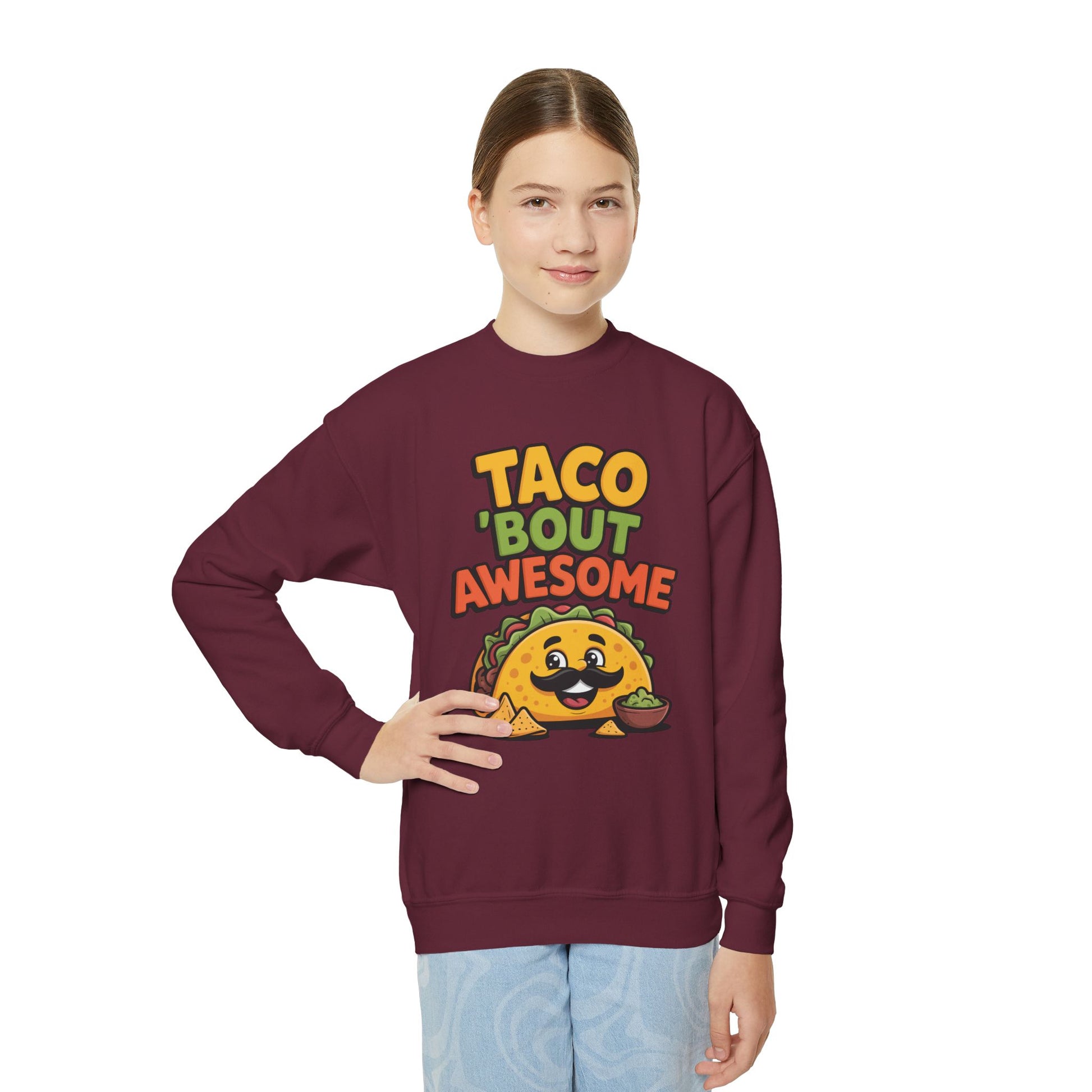 Taco ’Bout Awesome Kids Crewneck Sweatshirt | TEEZOCA 