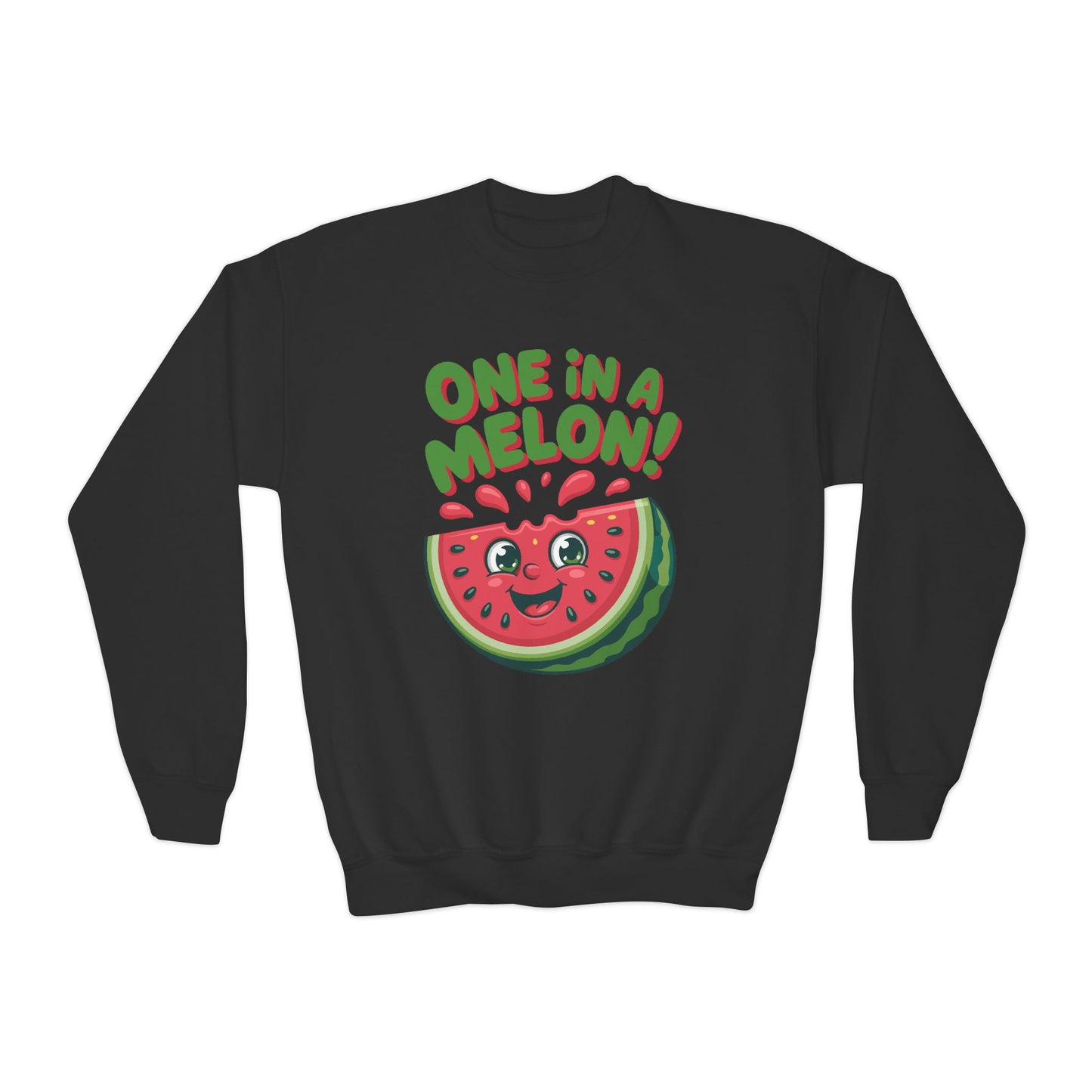 Youth Crewneck Sweatshirt — "One in a Melon" Cute Watermelon Graphic TEEZOCA
