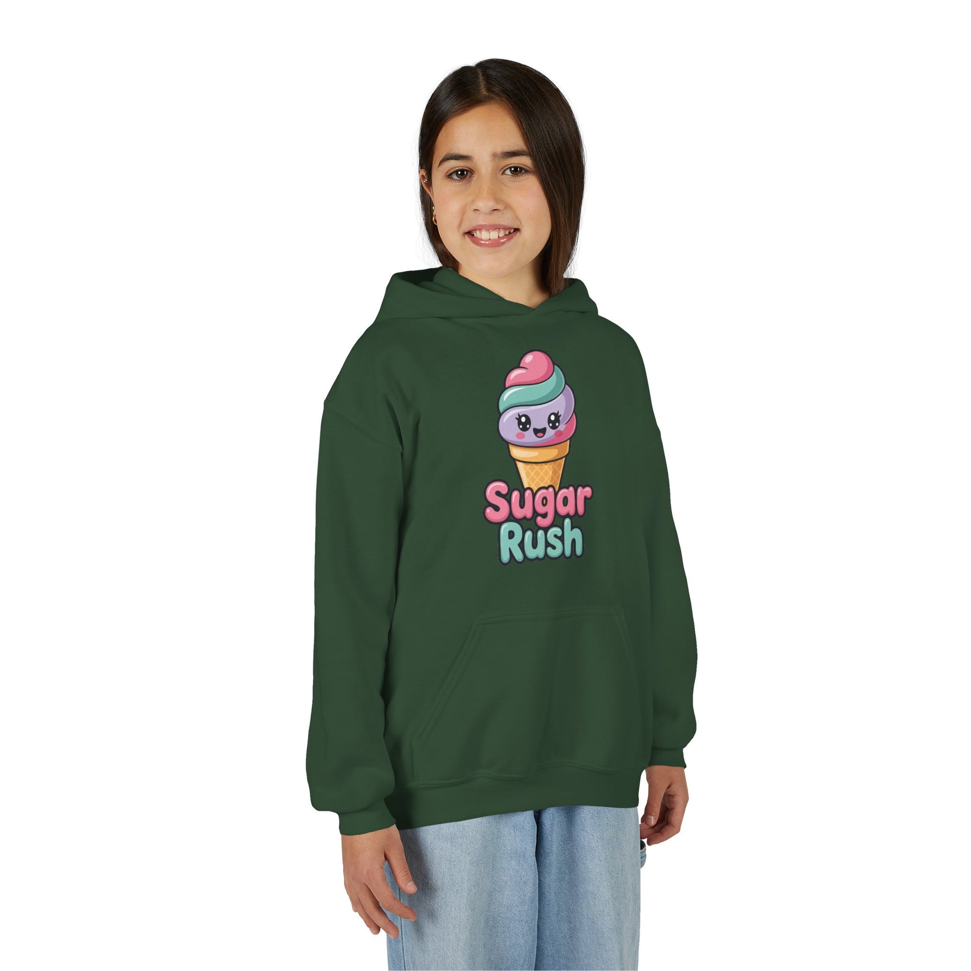Sugar Rush Kids Hoodie — Cute Ice Cream Graphic Youth Sweatshirt TEEZOCA