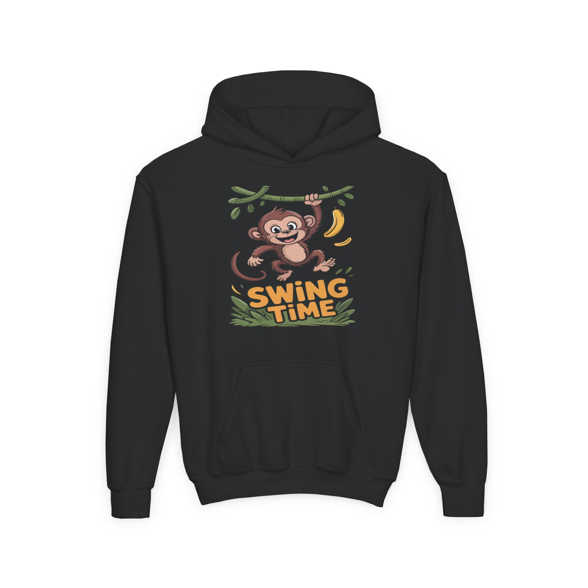 Youth Hoodie — "Swing Time" Monkey Graphic Kids Pullover TEEZOCA