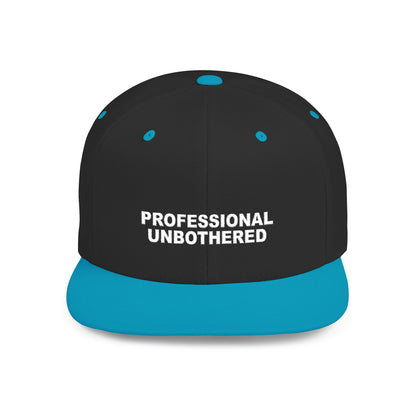 Black and blue cap with 'PROFESSIONAL UNBOtherED' text on a white background