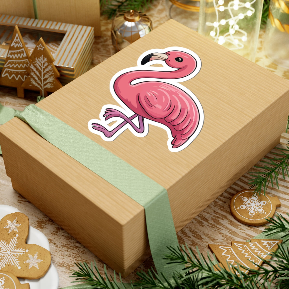 TEEZOCA kawaii flamingo bird sticker pink design