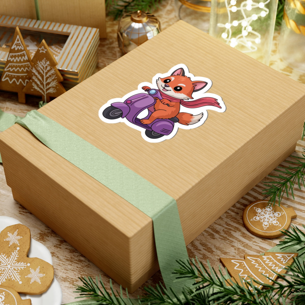 TEEZOCA cute fox scooter sticker animal illustration