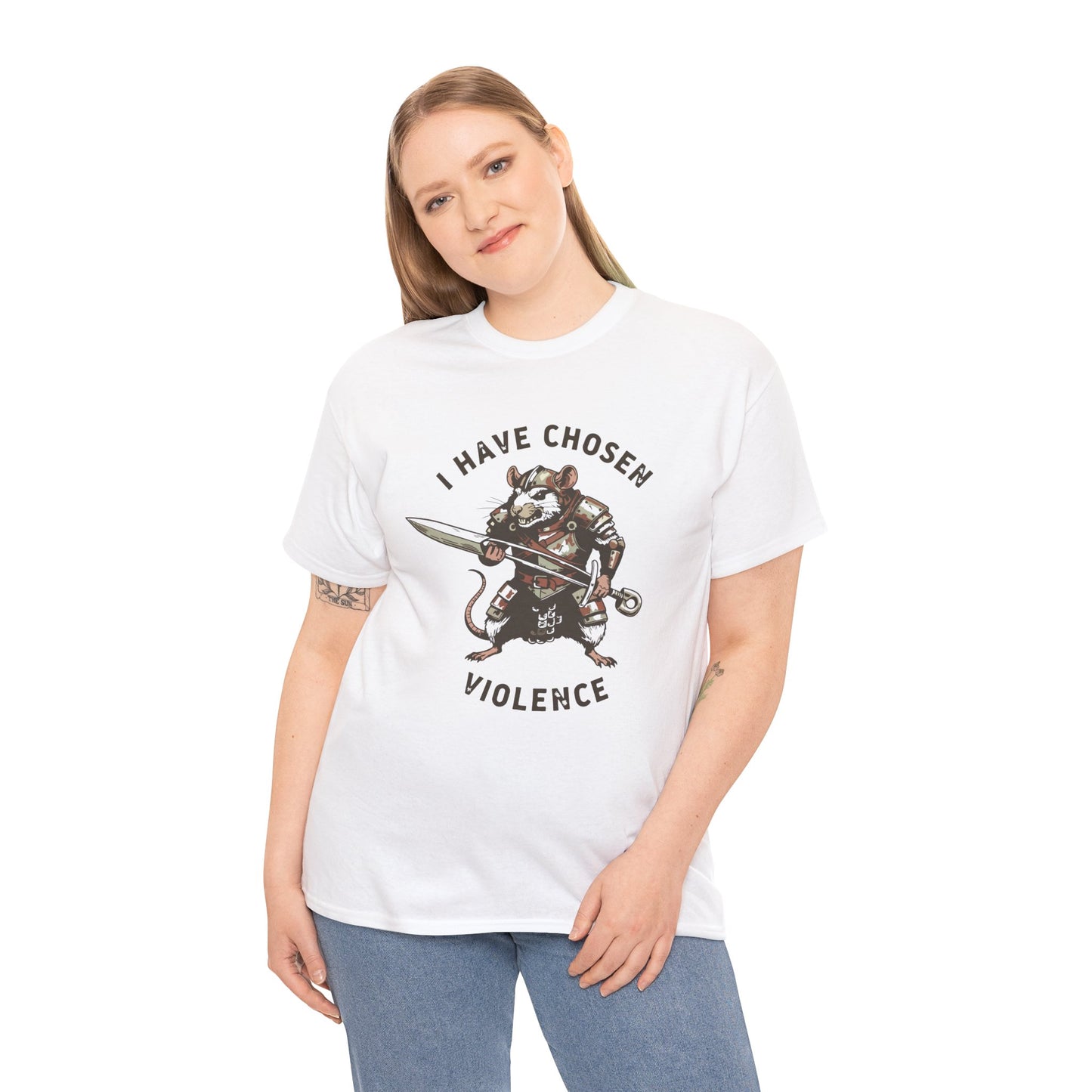 Warrior Rat Graphic T-Shirt - "I Have Chosen Violence" Funny Gamer Meme Tee | TEEZOCA 