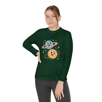 Kids Long Sleeve Tee — Cute Smiling Planets Space Shirt TEEZOCA