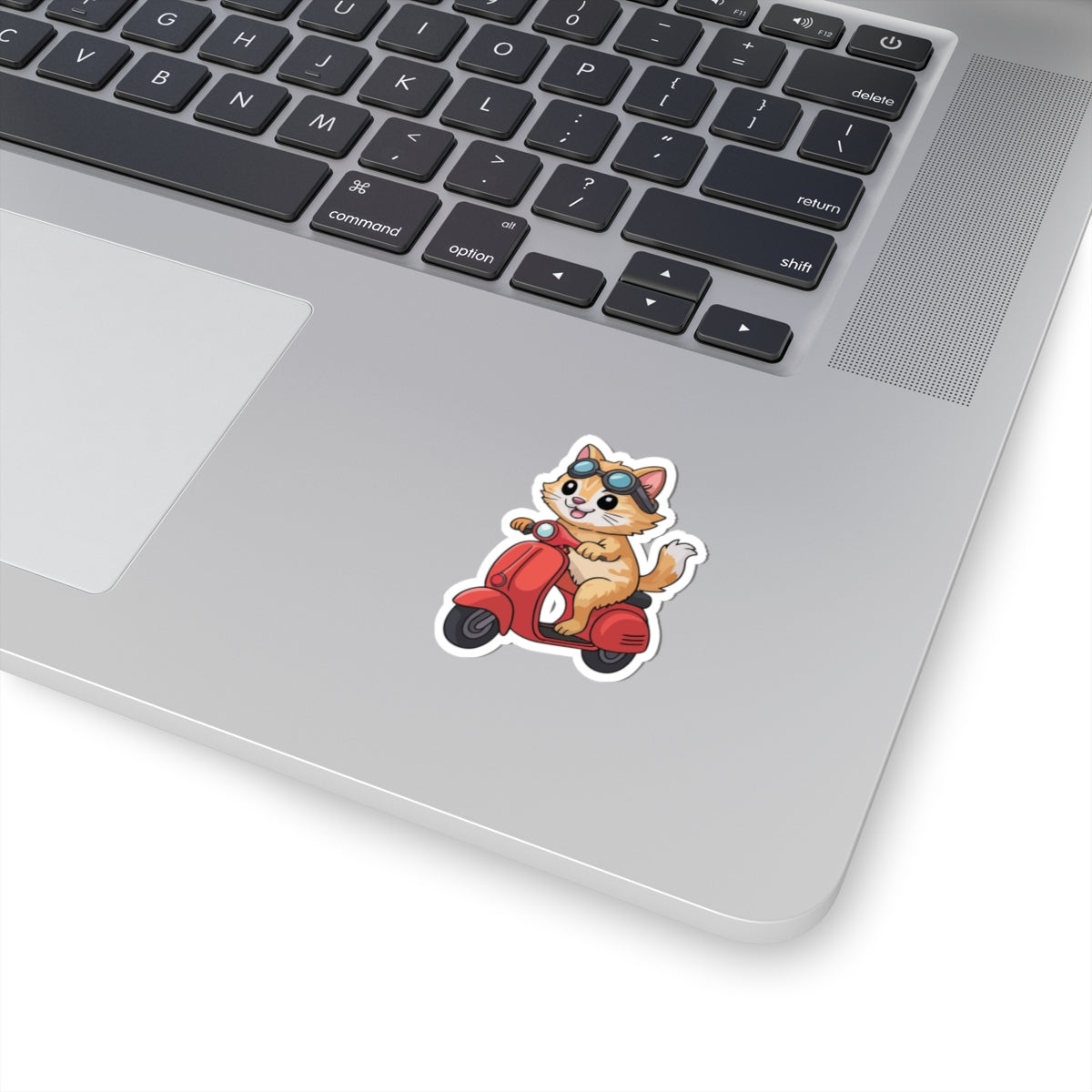 TEEZOCA funny cat riding scooter sticker with goggles
