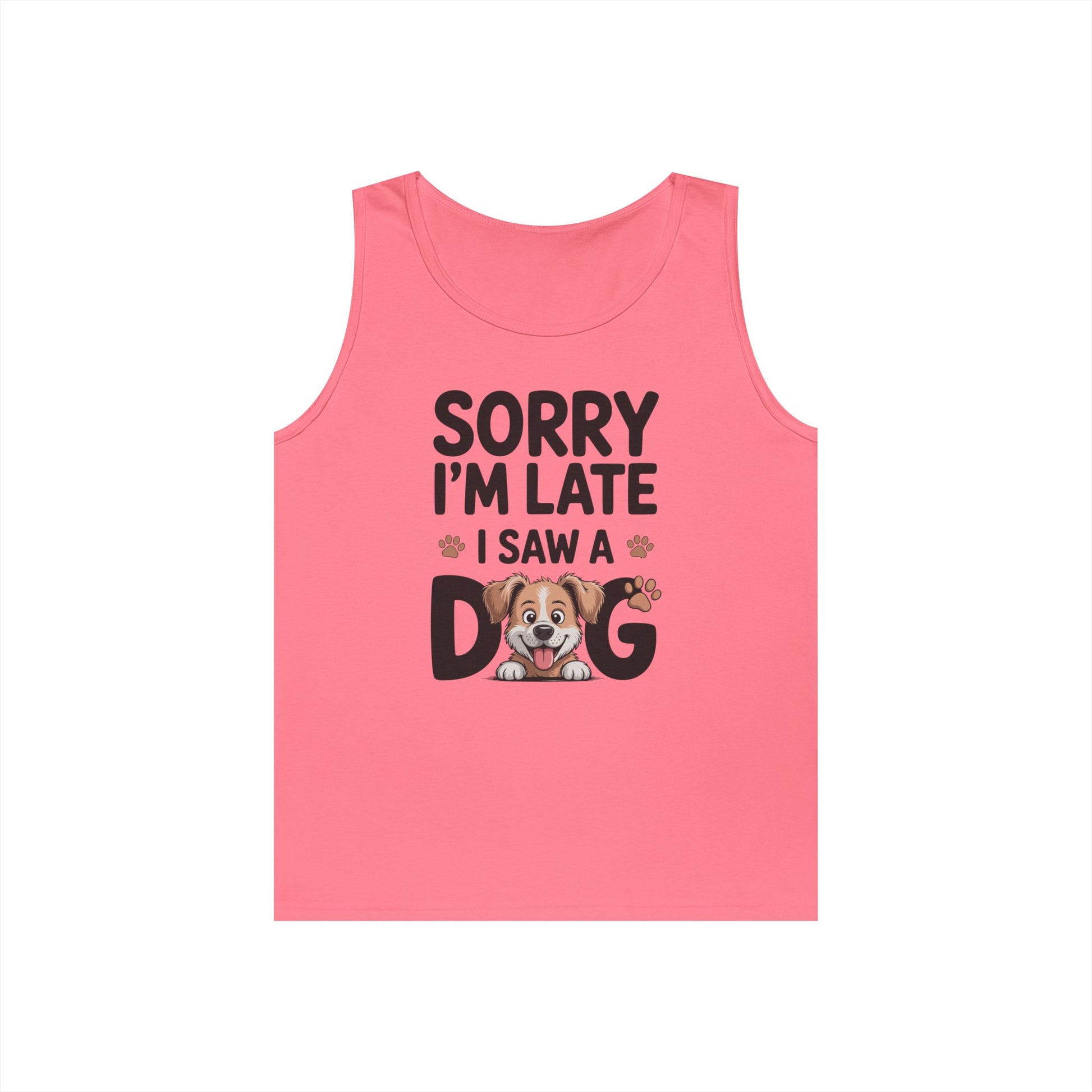 TEEZOCA sorry im late i saw a dog Unisex Tank Top with cute puppy design Sorry I’m Late I Saw a Dog Unisex Tank Top for Funny Pet Lover Streetwear | TEEZOCA 